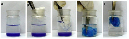Separation of (A-E) underwater oil(blue dyed) by using superabsorbent cotton